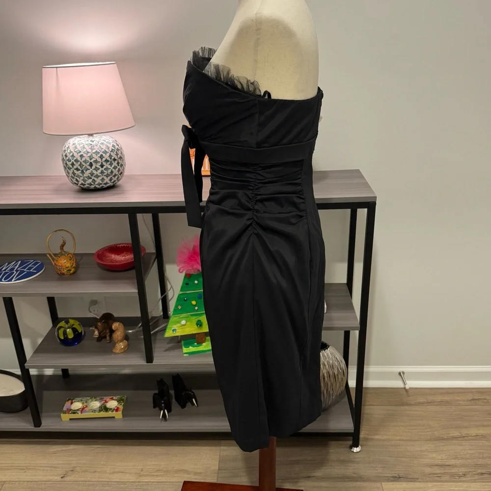 Xscape by Joanna Chen Black Strapless Cocktail Dress | Size 8